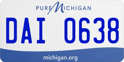 MI license plate DAI0638