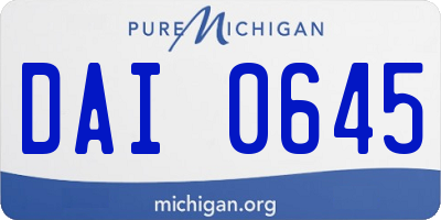 MI license plate DAI0645