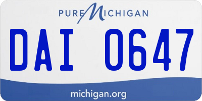 MI license plate DAI0647