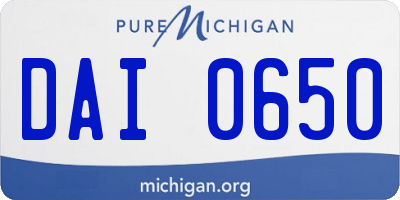 MI license plate DAI0650