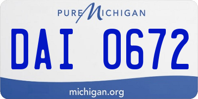MI license plate DAI0672