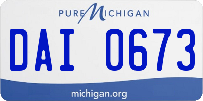 MI license plate DAI0673