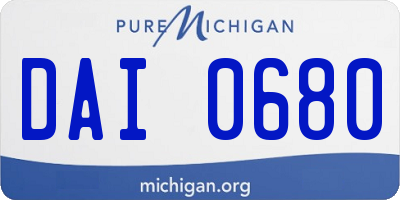 MI license plate DAI0680
