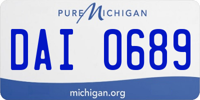 MI license plate DAI0689