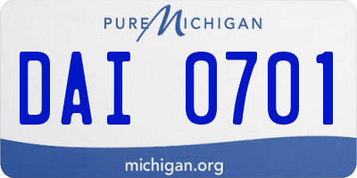 MI license plate DAI0701