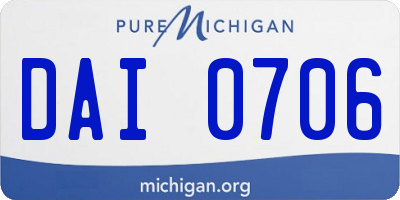 MI license plate DAI0706
