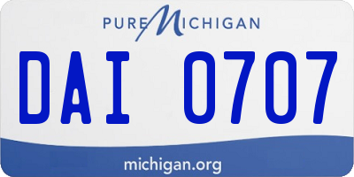 MI license plate DAI0707