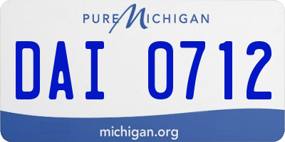 MI license plate DAI0712