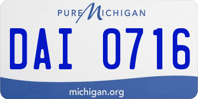 MI license plate DAI0716