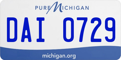 MI license plate DAI0729