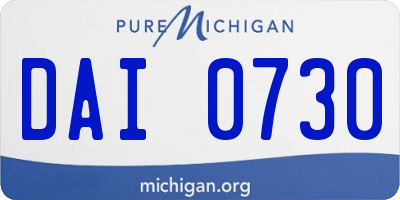 MI license plate DAI0730
