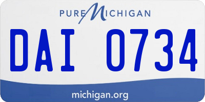 MI license plate DAI0734