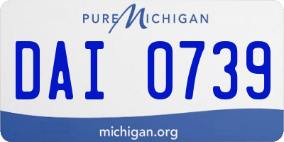 MI license plate DAI0739