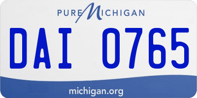 MI license plate DAI0765