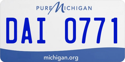 MI license plate DAI0771