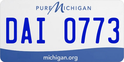 MI license plate DAI0773