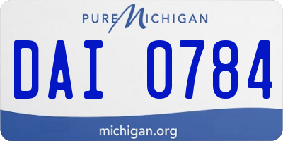 MI license plate DAI0784