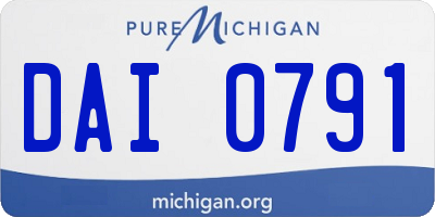 MI license plate DAI0791