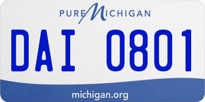 MI license plate DAI0801
