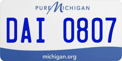 MI license plate DAI0807