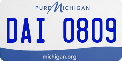 MI license plate DAI0809
