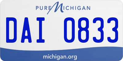 MI license plate DAI0833