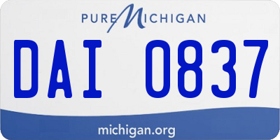 MI license plate DAI0837