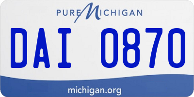 MI license plate DAI0870