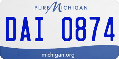 MI license plate DAI0874