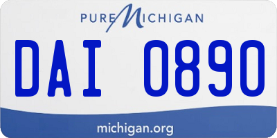 MI license plate DAI0890