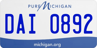 MI license plate DAI0892