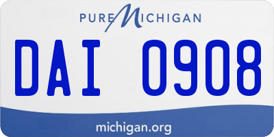 MI license plate DAI0908