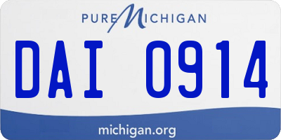 MI license plate DAI0914