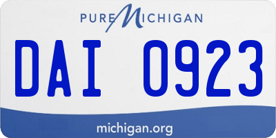 MI license plate DAI0923