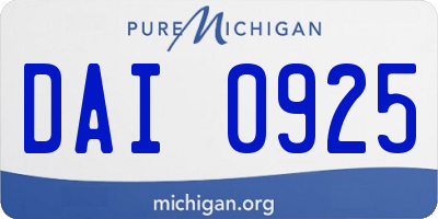 MI license plate DAI0925
