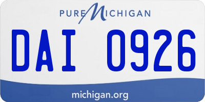 MI license plate DAI0926