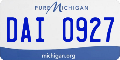 MI license plate DAI0927
