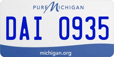 MI license plate DAI0935