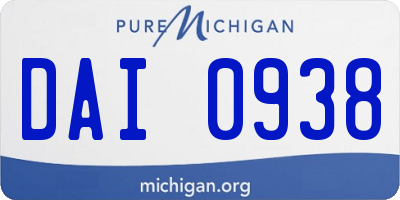 MI license plate DAI0938