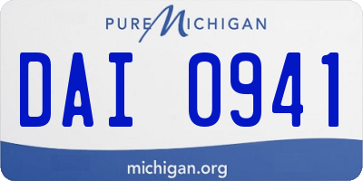 MI license plate DAI0941