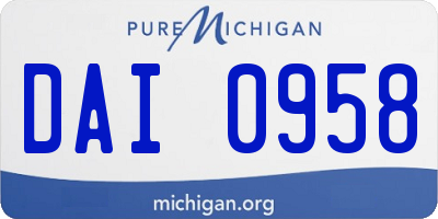 MI license plate DAI0958