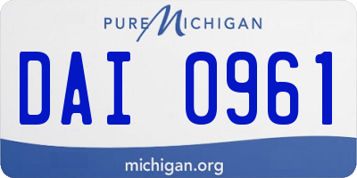 MI license plate DAI0961