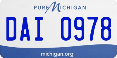 MI license plate DAI0978