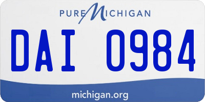 MI license plate DAI0984