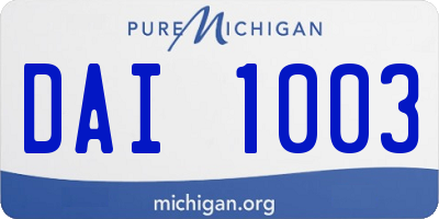 MI license plate DAI1003