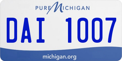 MI license plate DAI1007