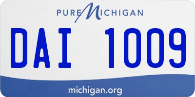 MI license plate DAI1009