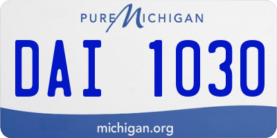 MI license plate DAI1030
