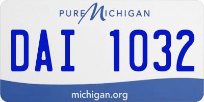 MI license plate DAI1032