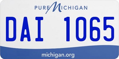 MI license plate DAI1065